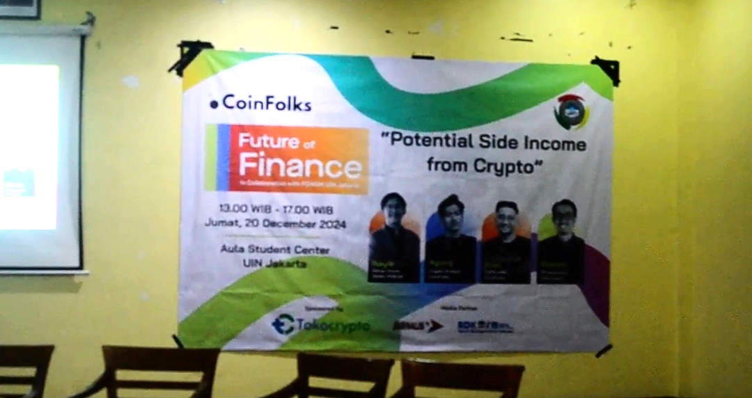 CoinFolks dan DEMA FDIKOM UIN Jakarta menggelar seminar “Potential Side Income from Crypto” pada (20/12/2024) di Aula Madya UIN Jakarta untuk membahas peluang penghasilan dari aset kripto (Foto: Jurnalis TV/Kemala Muliawati)