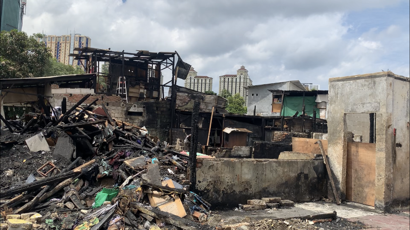 Kondisi pasca kebakaran. (Foto: Jurnalis TV/Anggia Rahajeung)