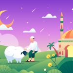 Ilustrasi seseorang dengan kambing untuk ibadah kurban (Dok. Freepik).