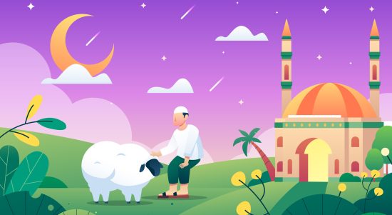 Ilustrasi seseorang dengan kambing untuk ibadah kurban (Dok. Freepik).