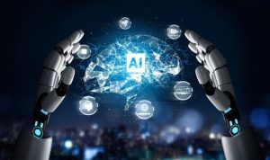 Jurnalis dan teknologi AI bekerja sama dalam produksi berita digital yang cepat dan akurat. (Foto: Dok. Pinterest)