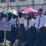Upacara mahasiswa baru dalam Pengenalan Budaya Akademik dan Kemahasiswaan (PBAK) berlangsung di kampus UIN Jakarta, Rabu (27/8/2025). (Foto: Jurnalis TV/Diena Cahya Fadhillah)